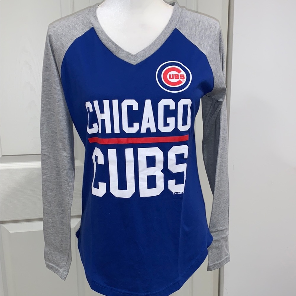 Chicago Cubs Blue and Gray Long Sleeve Shirt